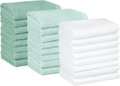 Fast Drying Cotton Washcloths for Bathroom, Machine Washable, Soft and Highly Absorbent, 12 x 12 in, White