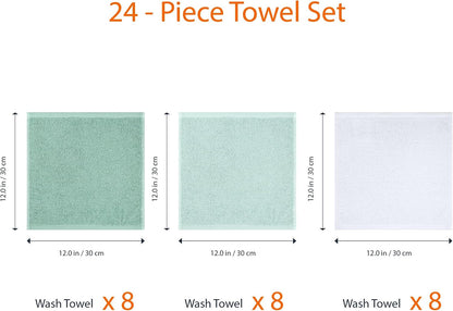 Fast Drying Cotton Washcloths for Bathroom, Machine Washable, Soft and Highly Absorbent, 12 x 12 in, White