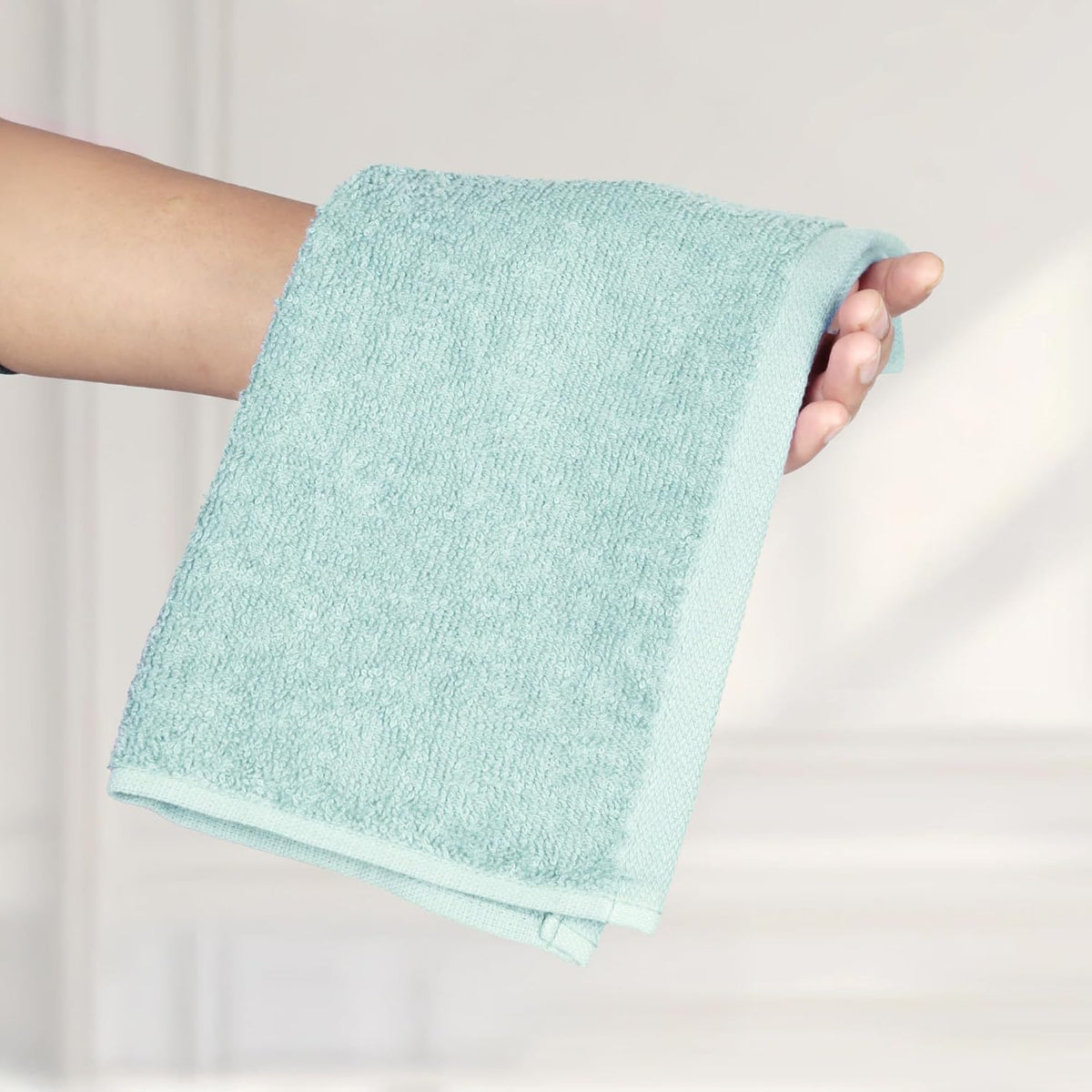 Fast Drying Cotton Washcloths for Bathroom, Machine Washable, Soft and Highly Absorbent, 12 x 12 in, White