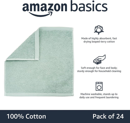 Fast Drying Cotton Washcloths for Bathroom, Machine Washable, Soft and Highly Absorbent, 12 x 12 in, White