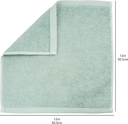 Fast Drying Cotton Washcloths for Bathroom, Machine Washable, Soft and Highly Absorbent, 12 x 12 in, White