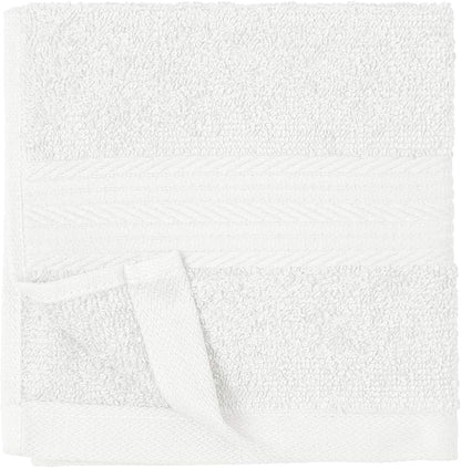Fast Drying Cotton Washcloths for Bathroom, Machine Washable, Soft and Highly Absorbent, 12 x 12 in, White