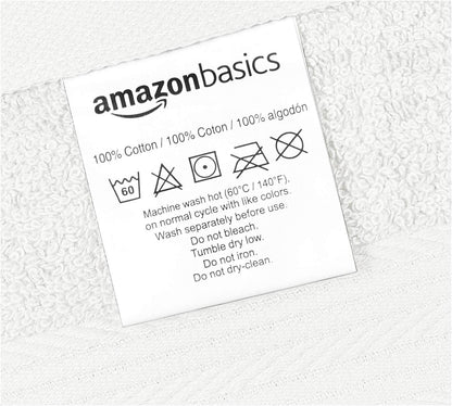 Fast Drying Cotton Washcloths for Bathroom, Machine Washable, Soft and Highly Absorbent, 12 x 12 in, White