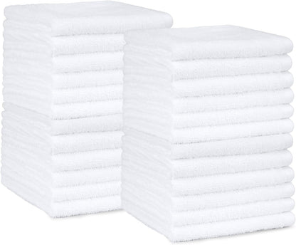 Fast Drying Cotton Washcloths for Bathroom, Machine Washable, Soft and Highly Absorbent, 12 x 12 in, White