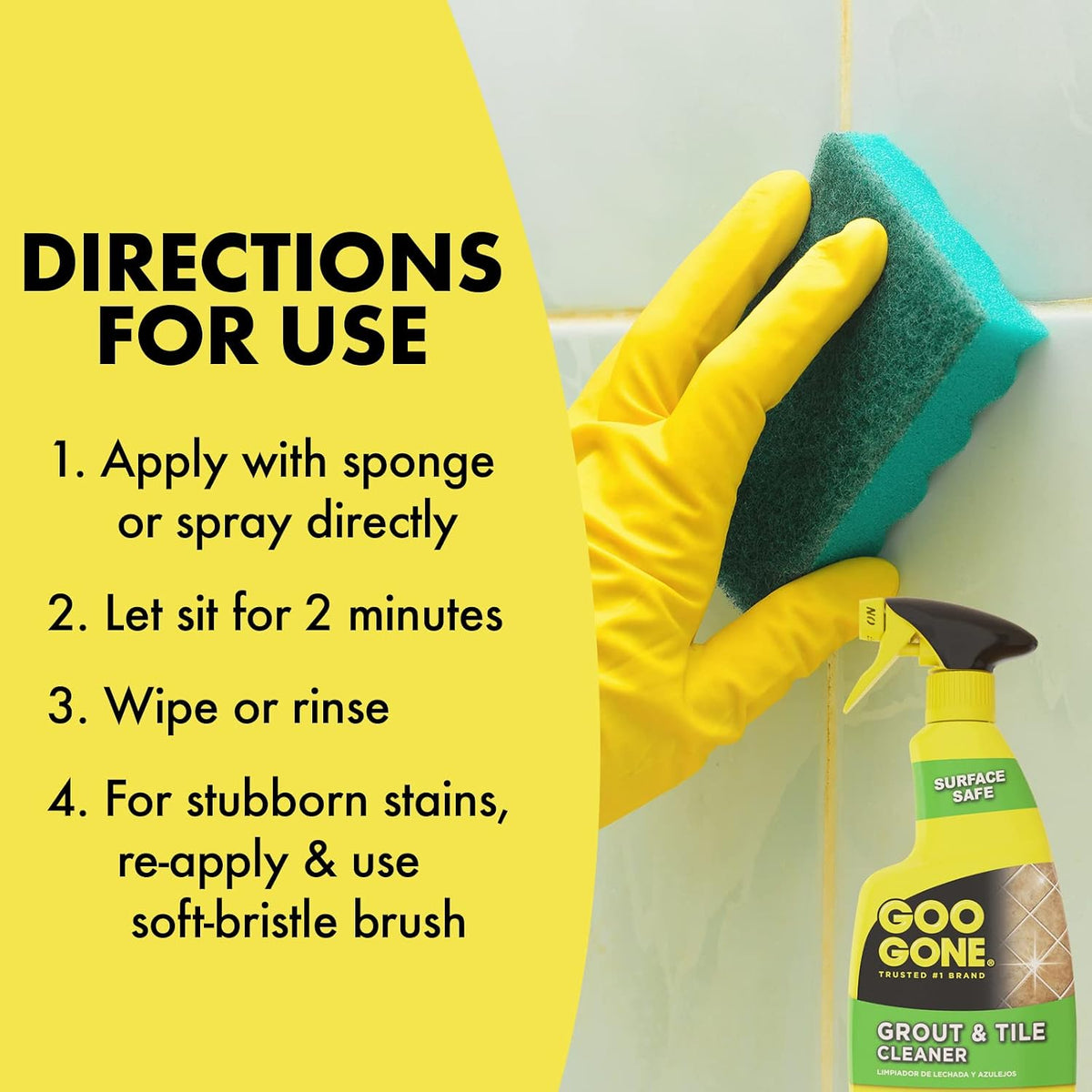 Grout & Tile Cleaner - 28 Ounce - Removes Tough Stains Dirt Caused By Mold Mildew Soap Scum and Hard Water Staining - Safe on Tile Ceramic Porcelain