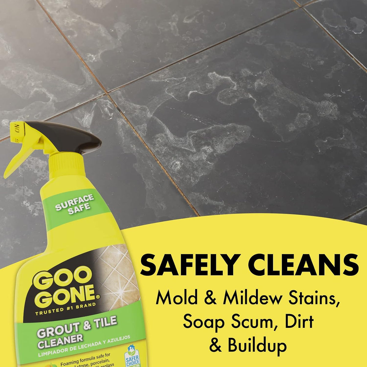 Grout & Tile Cleaner - 28 Ounce - Removes Tough Stains Dirt Caused By Mold Mildew Soap Scum and Hard Water Staining - Safe on Tile Ceramic Porcelain
