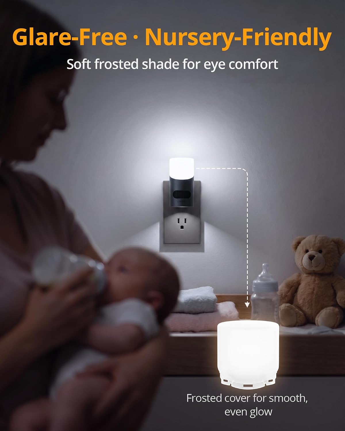 LED Night Lights Plug into Wall with Motion Sensor, 1-150LM Dimmable Plug-in Nightlight Indoor for Bedroom, Bathroom, Hallway, Stairs, Pet House, Toilet, 2 Pack