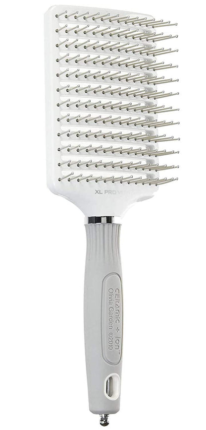 Olivia Garden Ceramic + Ion XL Pro Hair Brush - Paddle Brush for All Hair Types - Smooths and Adds Shine