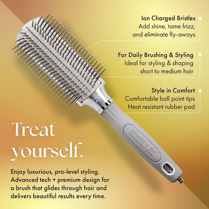 Olivia Garden Ceramic + Ion XL Pro Hair Brush - Paddle Brush for All Hair Types - Smooths and Adds Shine