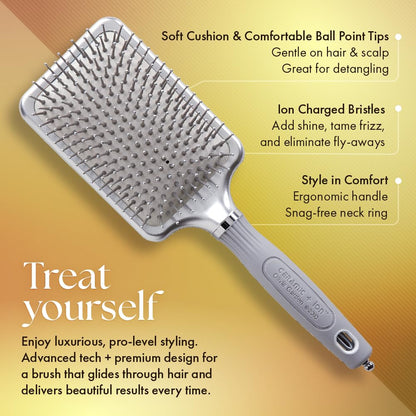 Olivia Garden Ceramic + Ion XL Pro Hair Brush - Paddle Brush for All Hair Types - Smooths and Adds Shine