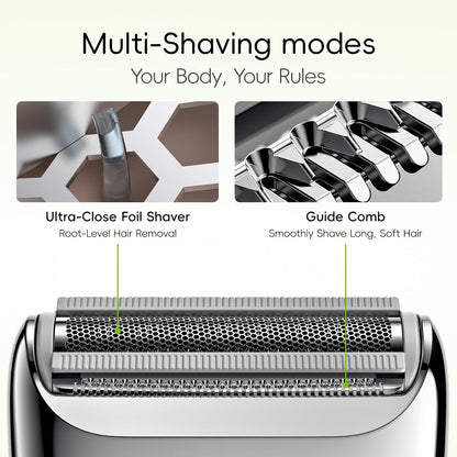 Electric Razors for Women, IPX7 Alloy Body Bikini Trimmer for Women (USB-C, Trimmer Comb, Multi Shaving Modes), Portable Size, Porcelain White
