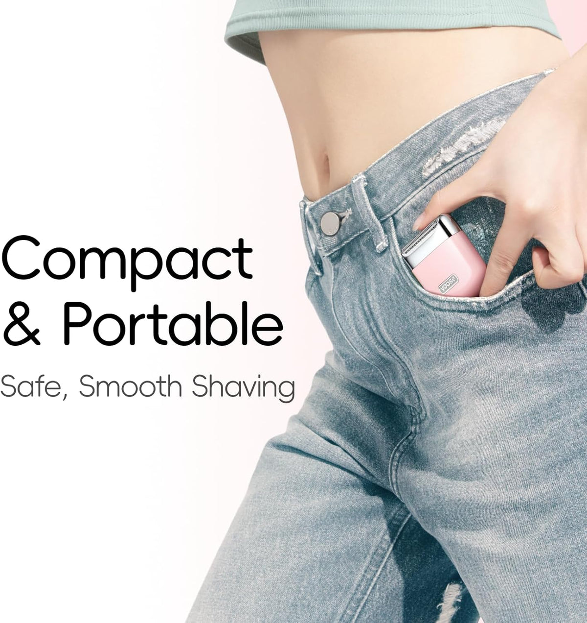 Electric Razors for Women, IPX7 Alloy Body Bikini Trimmer for Women (USB-C, Trimmer Comb, Multi Shaving Modes), Portable Size, Porcelain White