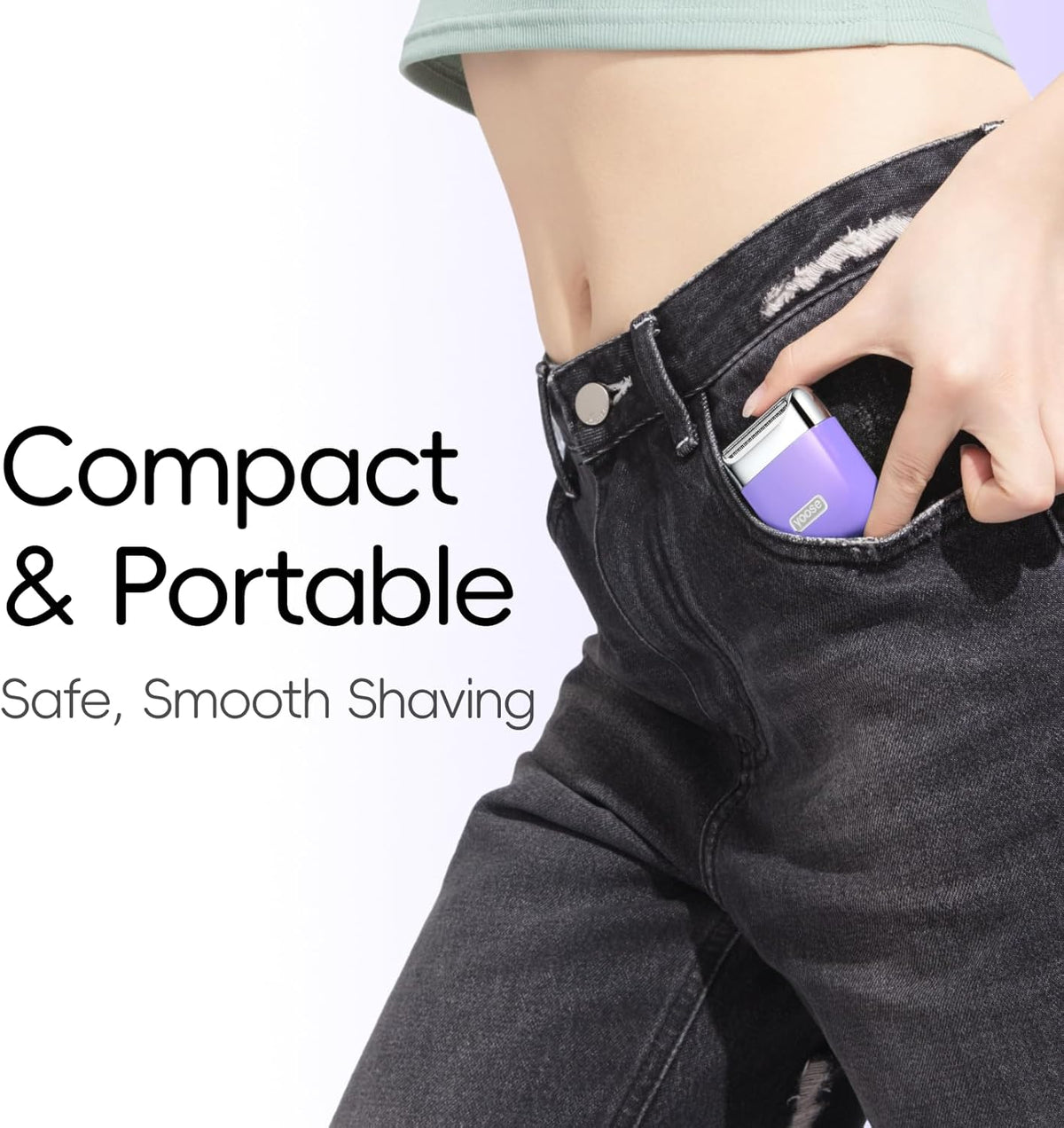 Electric Razors for Women, IPX7 Alloy Body Bikini Trimmer for Women (USB-C, Trimmer Comb, Multi Shaving Modes), Portable Size, Porcelain White