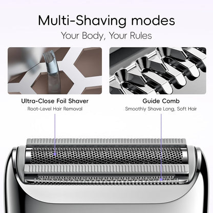 Electric Razors for Women, IPX7 Alloy Body Bikini Trimmer for Women (USB-C, Trimmer Comb, Multi Shaving Modes), Portable Size, Porcelain White