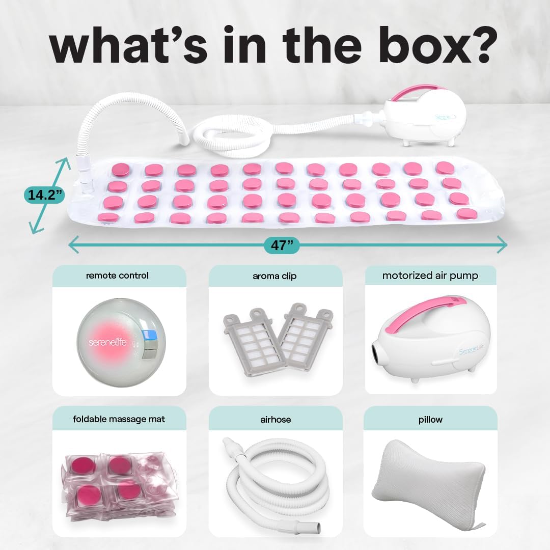 Bubble Bath Mat - Portable Spa Bubble Bath Massager with Waterproof Bath Light & Pillow, Adjustable Bubble Intensity, Easy Button Control, Remote Control (Pink)