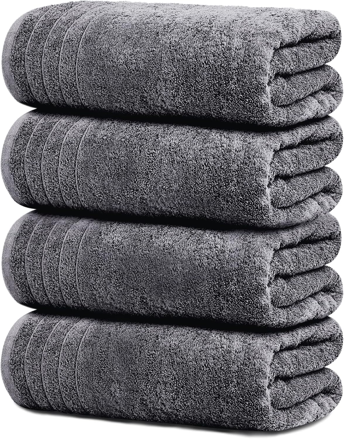4 Piece Extra Large Bath Towels 30 x 60 Inches, Dark Grey