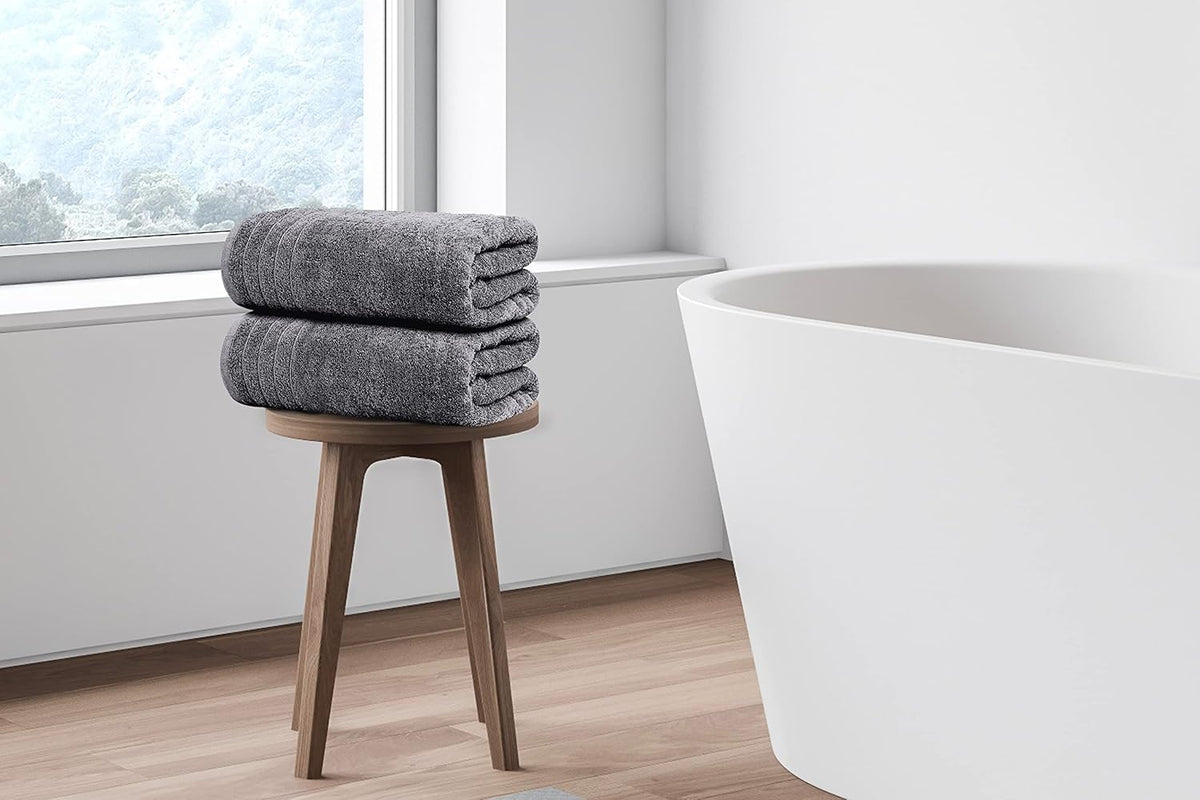 4 Piece Extra Large Bath Towels 30 x 60 Inches, Dark Grey