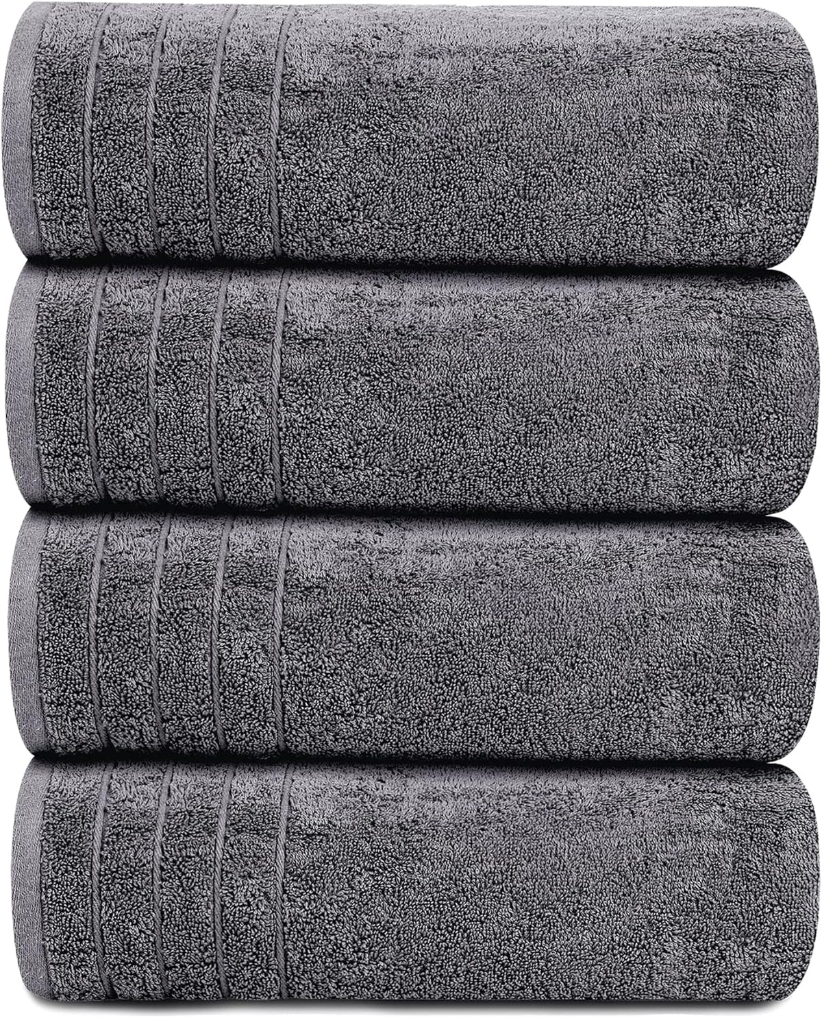 4 Piece Extra Large Bath Towels 30 x 60 Inches, Dark Grey