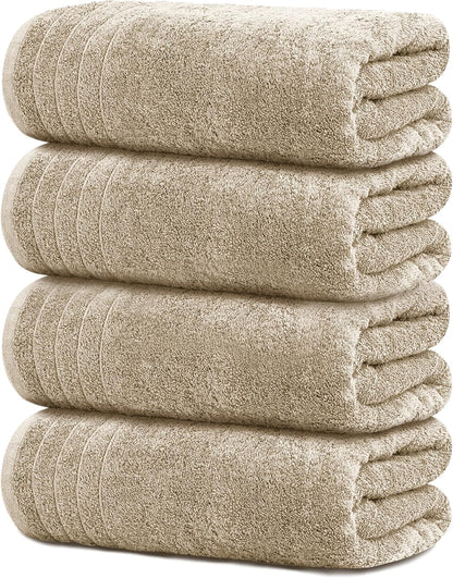4 Piece Extra Large Bath Towels 30 x 60 Inches, Dark Grey