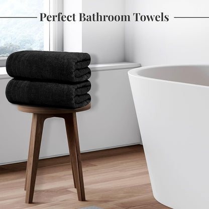 4 Piece Extra Large Bath Towels 30 x 60 Inches, Dark Grey