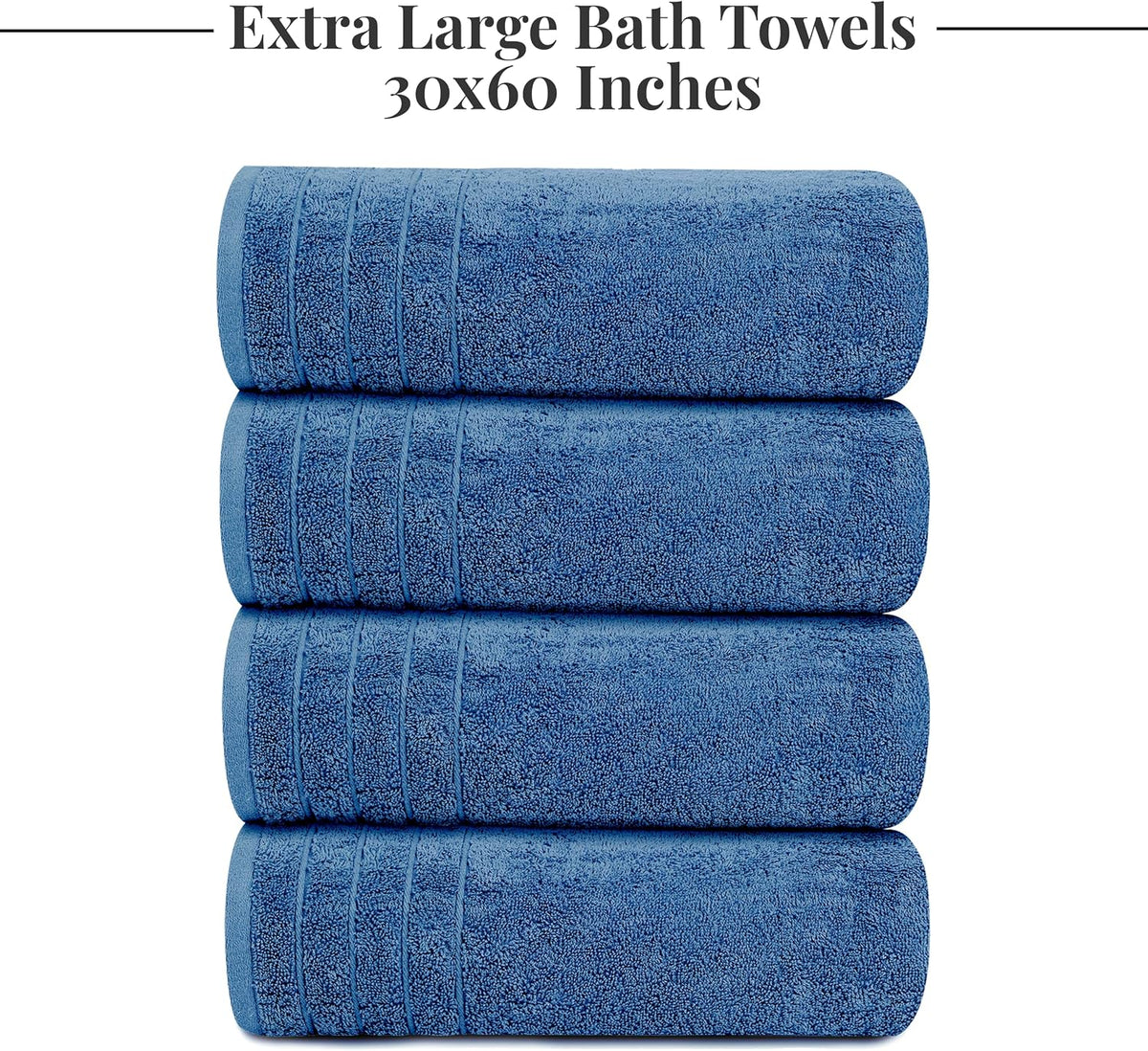 4 Piece Extra Large Bath Towels 30 x 60 Inches, Dark Grey