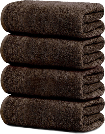 4 Piece Extra Large Bath Towels 30 x 60 Inches, Dark Grey