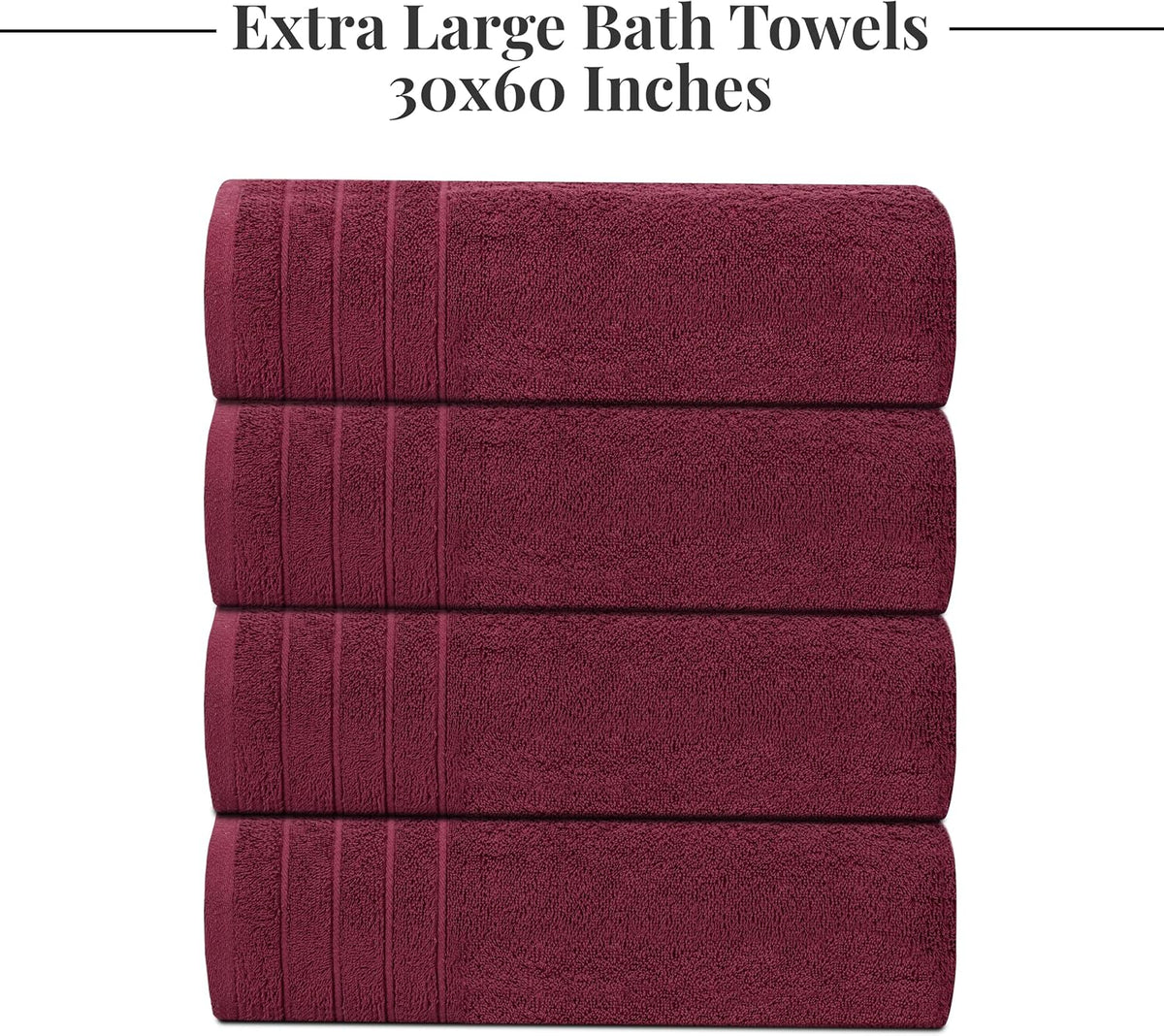 4 Piece Extra Large Bath Towels 30 x 60 Inches, Dark Grey