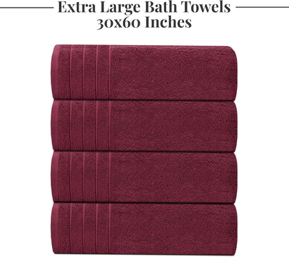 4 Piece Extra Large Bath Towels 30 x 60 Inches, Dark Grey