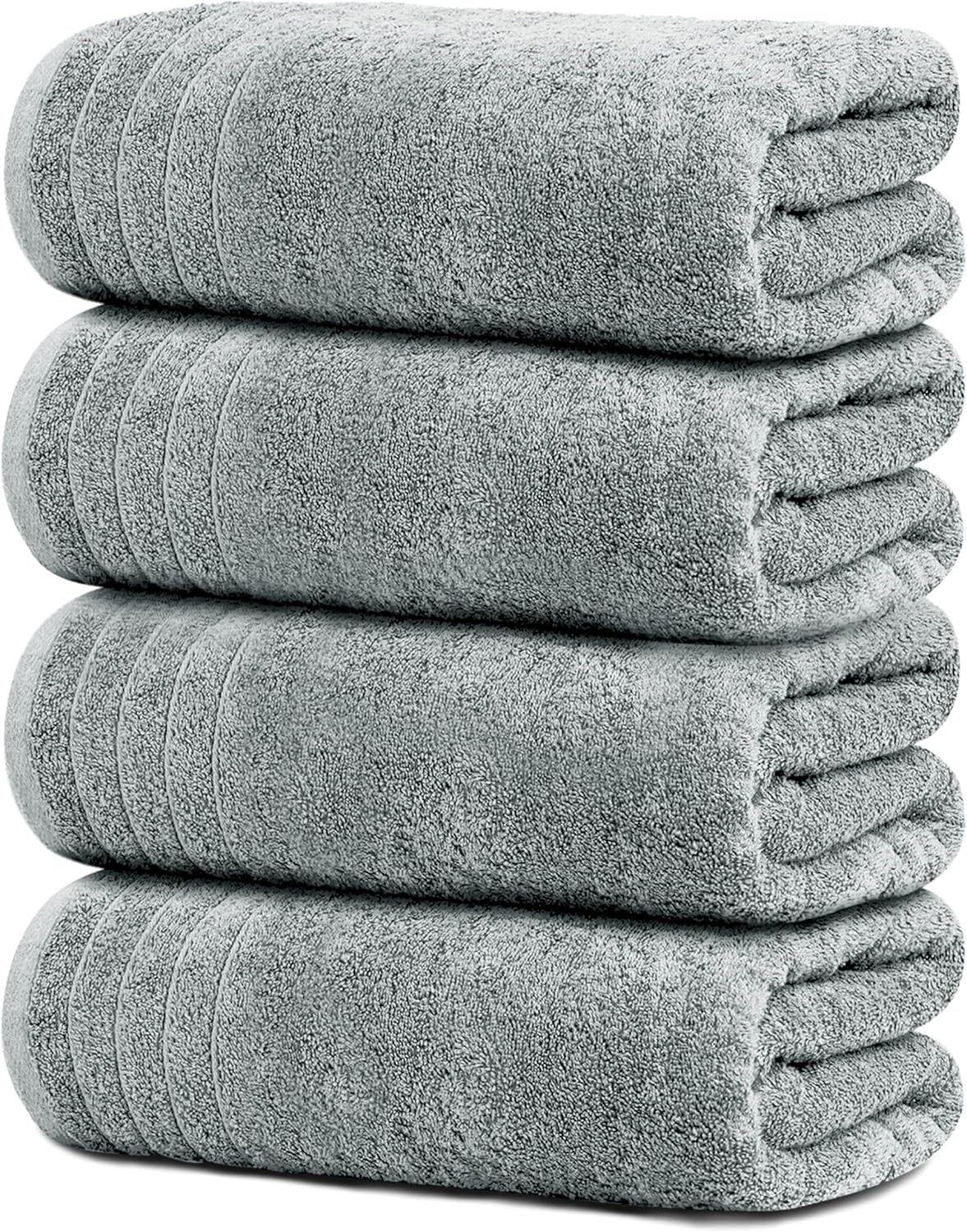 4 Piece Extra Large Bath Towels 30 x 60 Inches, Dark Grey