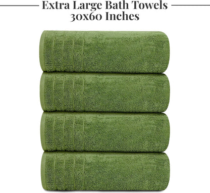 4 Piece Extra Large Bath Towels 30 x 60 Inches, Dark Grey