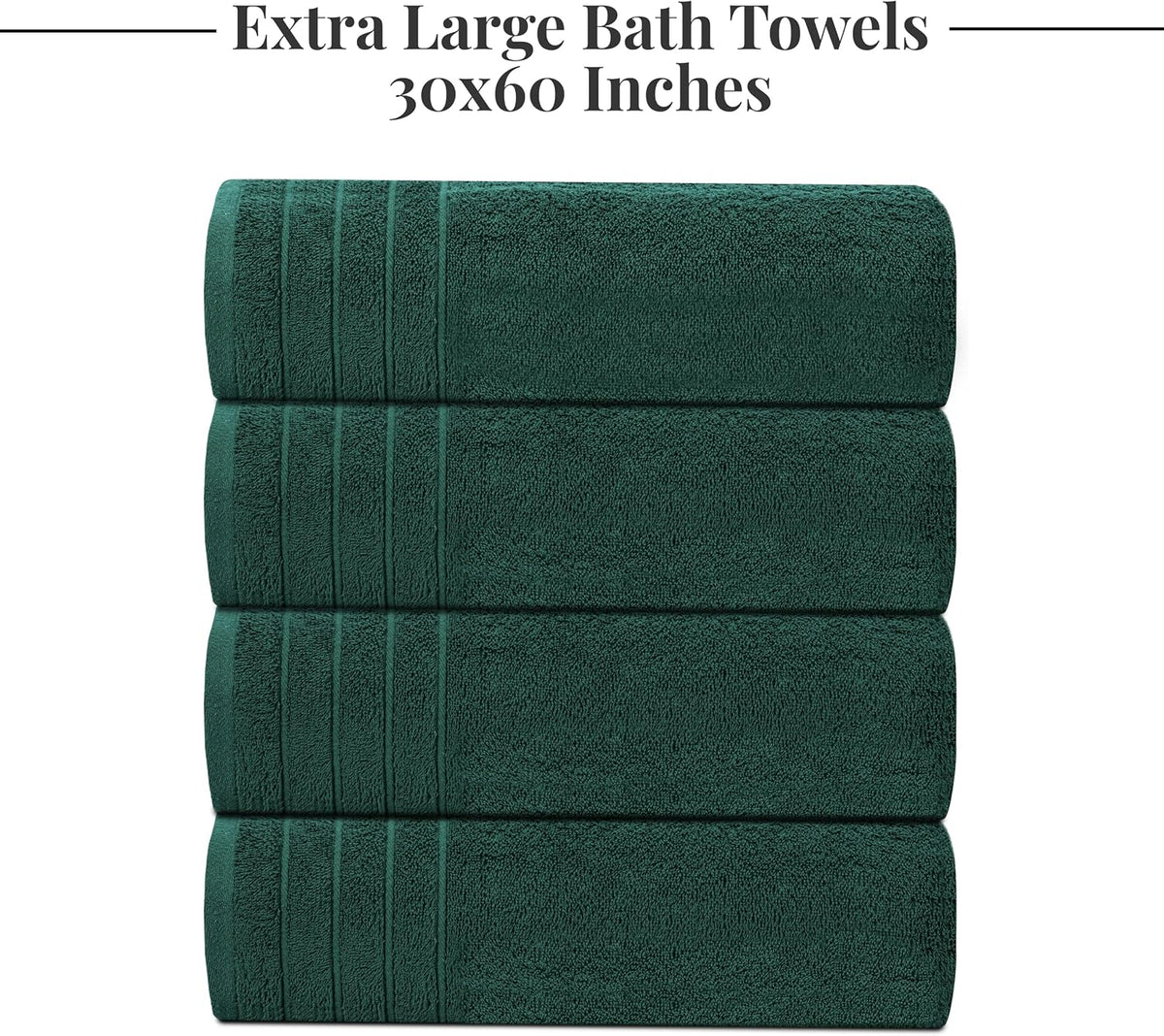 4 Piece Extra Large Bath Towels 30 x 60 Inches, Dark Grey