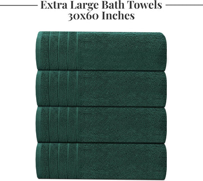 4 Piece Extra Large Bath Towels 30 x 60 Inches, Dark Grey