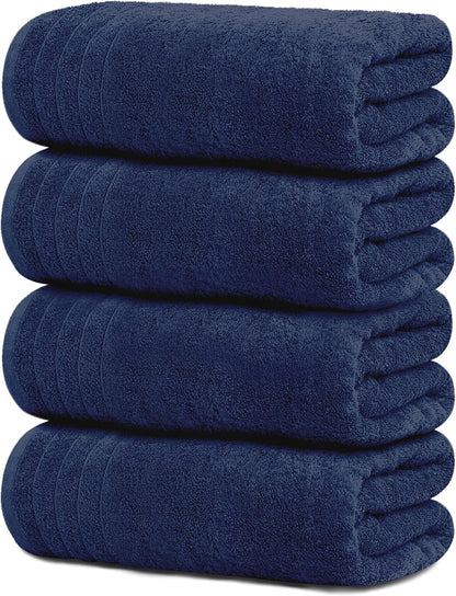 4 Piece Extra Large Bath Towels 30 x 60 Inches, Dark Grey