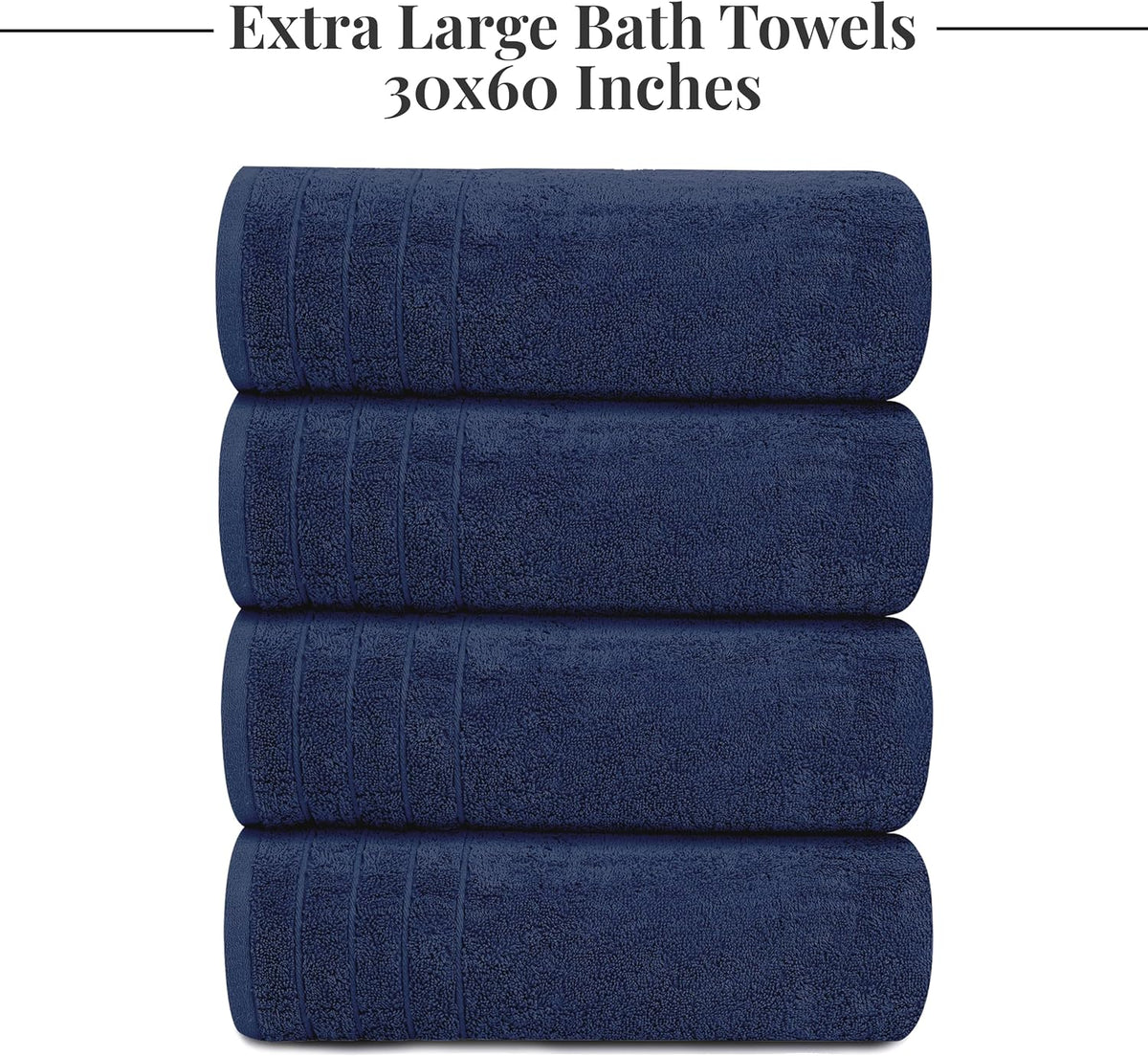 4 Piece Extra Large Bath Towels 30 x 60 Inches, Dark Grey