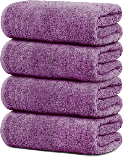 4 Piece Extra Large Bath Towels 30 x 60 Inches, Dark Grey