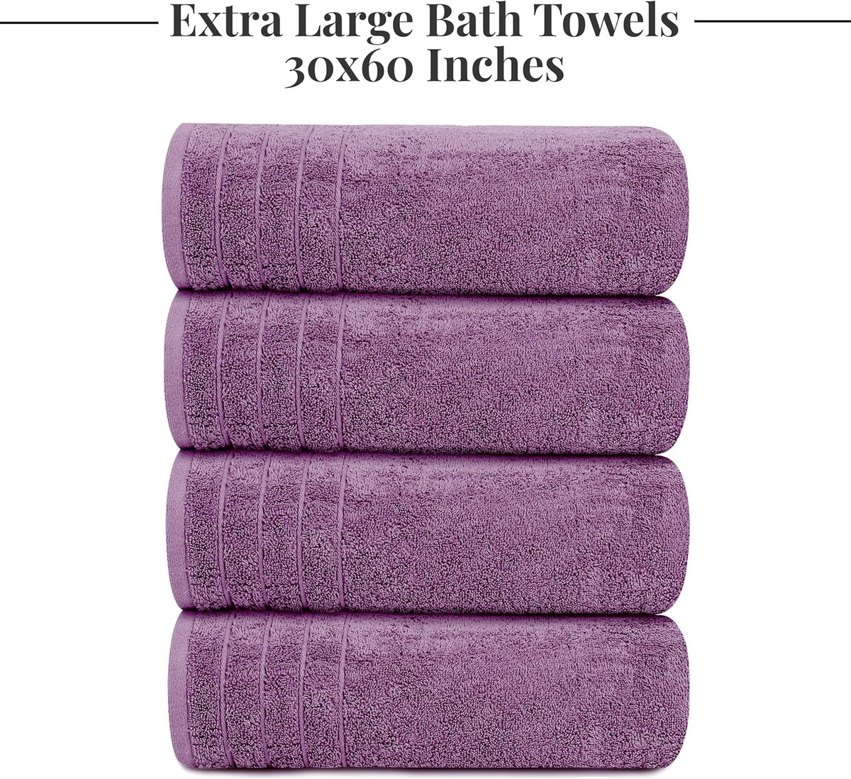 4 Piece Extra Large Bath Towels 30 x 60 Inches, Dark Grey