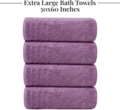 4 Piece Extra Large Bath Towels 30 x 60 Inches, Dark Grey
