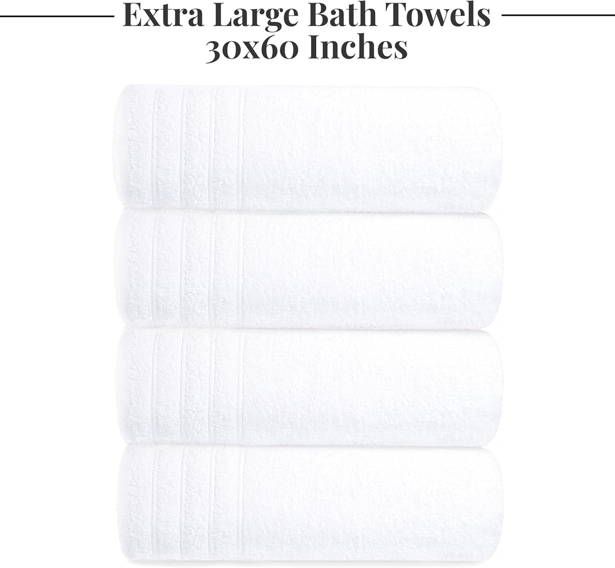4 Piece Extra Large Bath Towels 30 x 60 Inches, Dark Grey