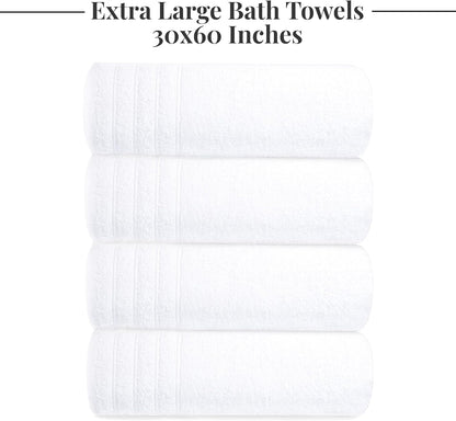 4 Piece Extra Large Bath Towels 30 x 60 Inches, Dark Grey