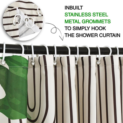 Boho Mid Century Shower Curtain, Modern Abstract with Hooks 72x72