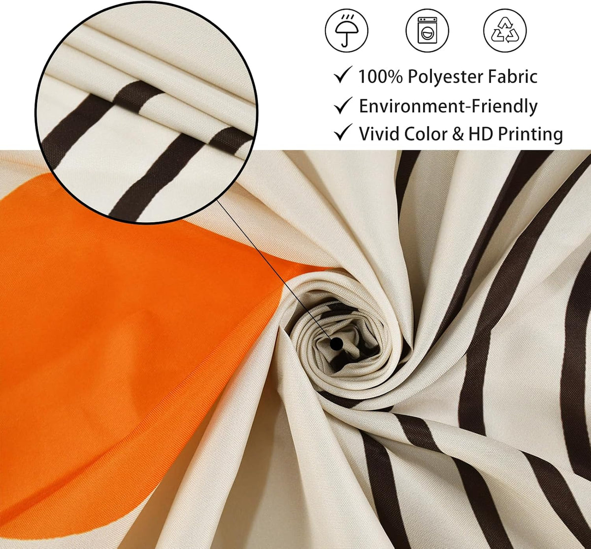 Boho Mid Century Shower Curtain, Modern Abstract with Hooks 72x72