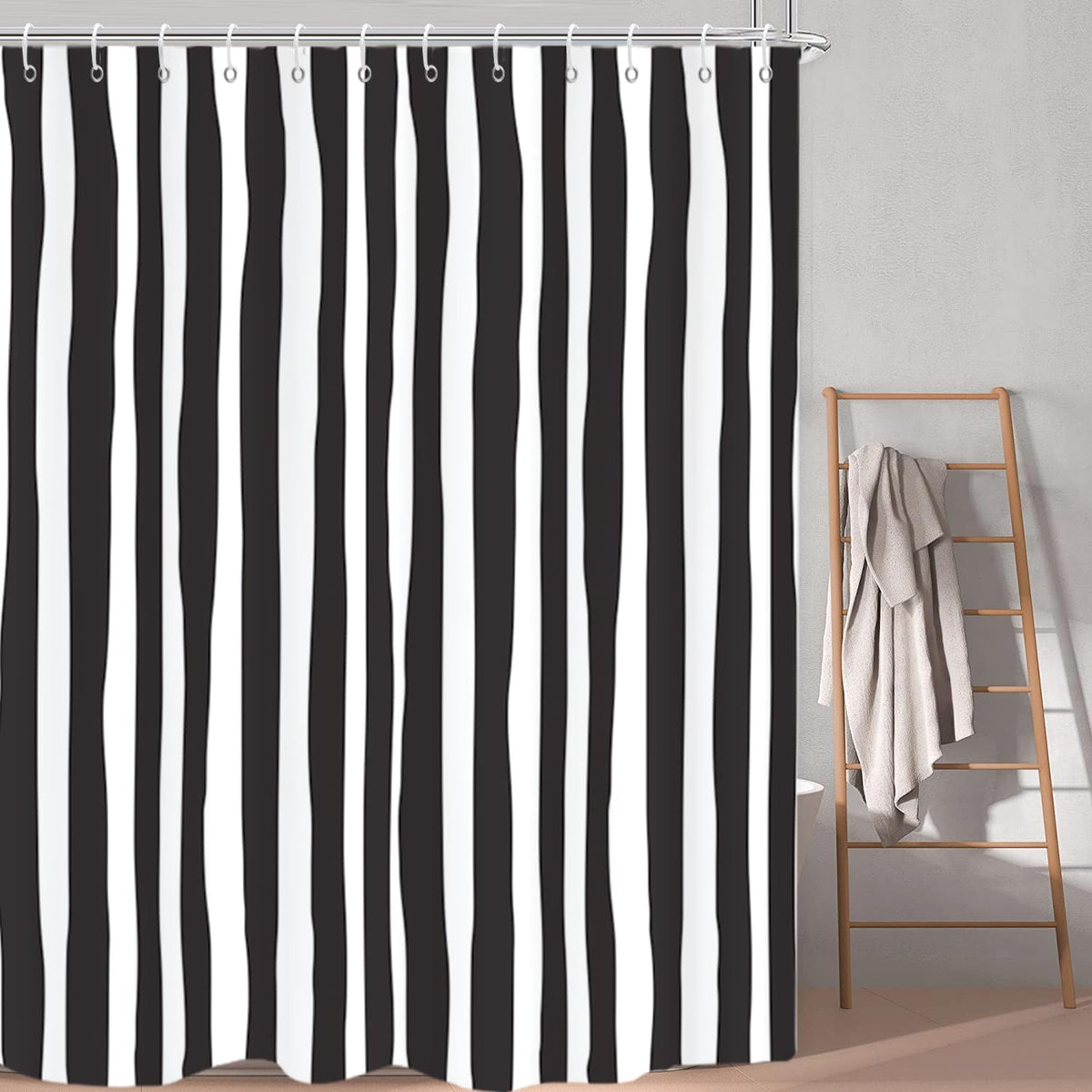 Boho Mid Century Shower Curtain, Modern Abstract with Hooks 72x72