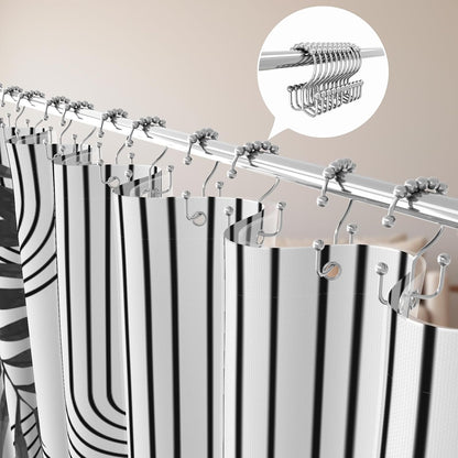 Boho Mid Century Shower Curtain, Modern Abstract with Hooks 72x72