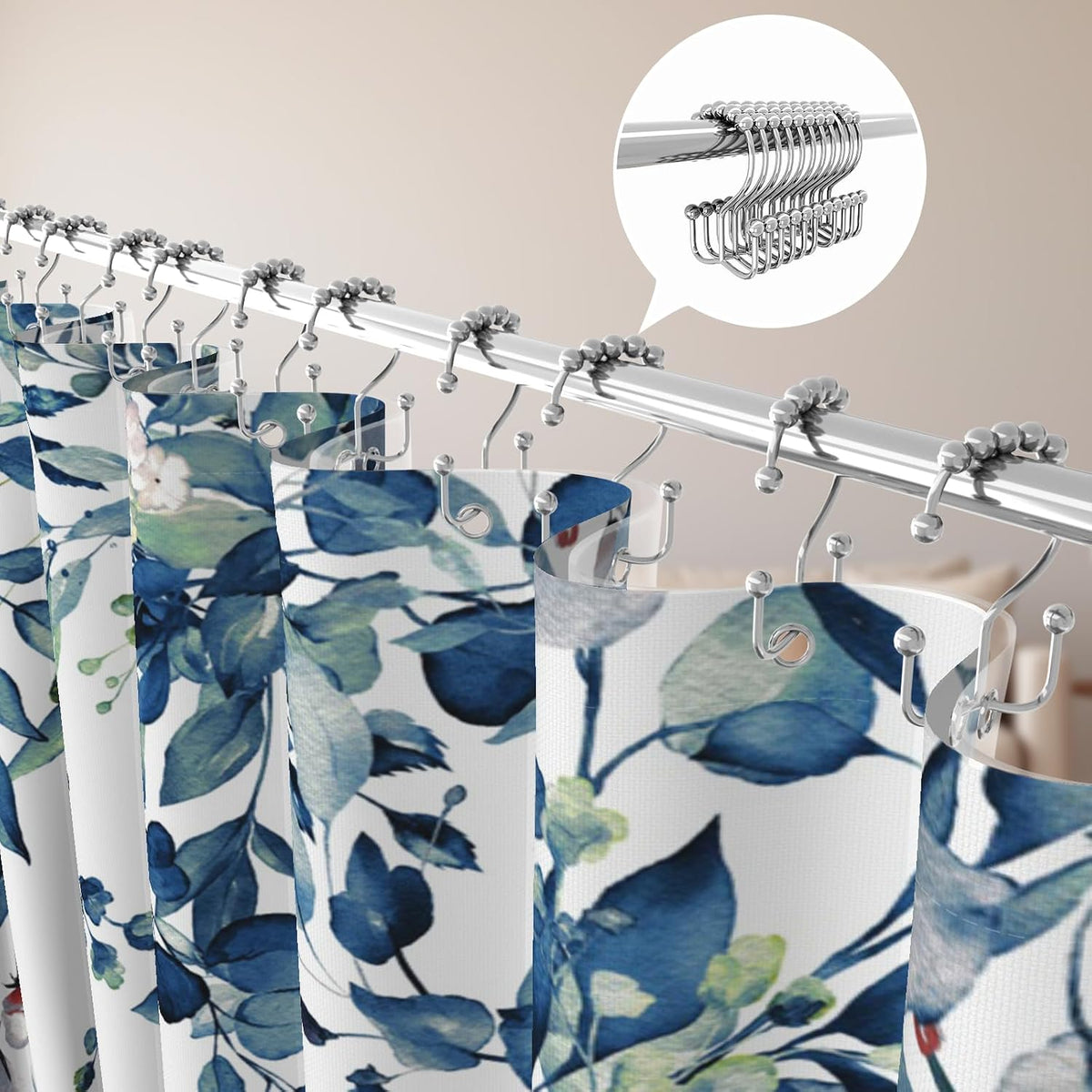 Boho Mid Century Shower Curtain, Modern Abstract with Hooks 72x72