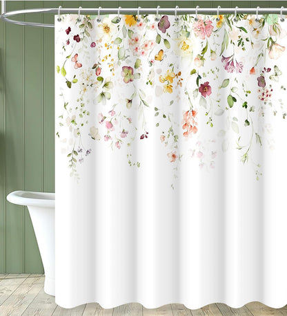 Boho Mid Century Shower Curtain, Modern Abstract with Hooks 72x72