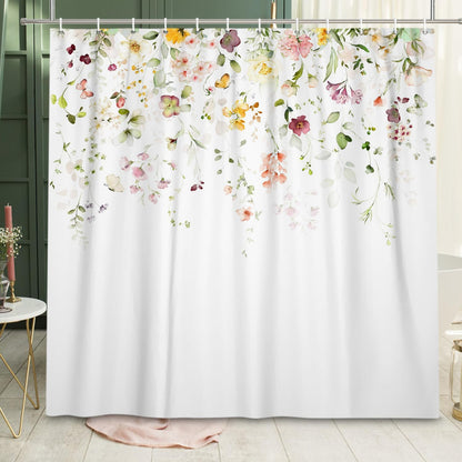 Boho Mid Century Shower Curtain, Modern Abstract with Hooks 72x72