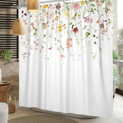 Boho Mid Century Shower Curtain, Modern Abstract with Hooks 72x72