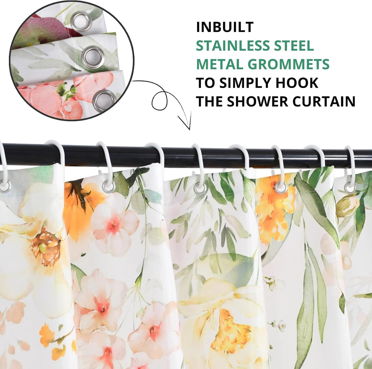 Boho Mid Century Shower Curtain, Modern Abstract with Hooks 72x72