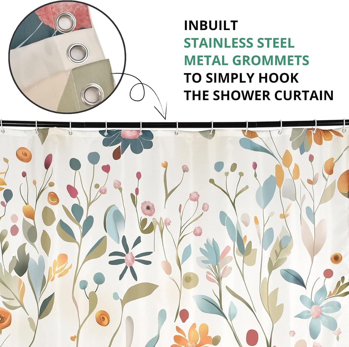 Boho Mid Century Shower Curtain, Modern Abstract with Hooks 72x72