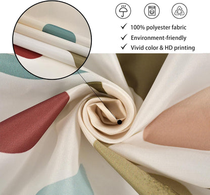 Boho Mid Century Shower Curtain, Modern Abstract with Hooks 72x72
